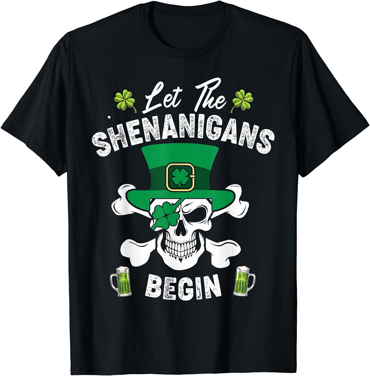 pirate st patricks day skull men let the shenanigans begin t shirt sku 888662 item