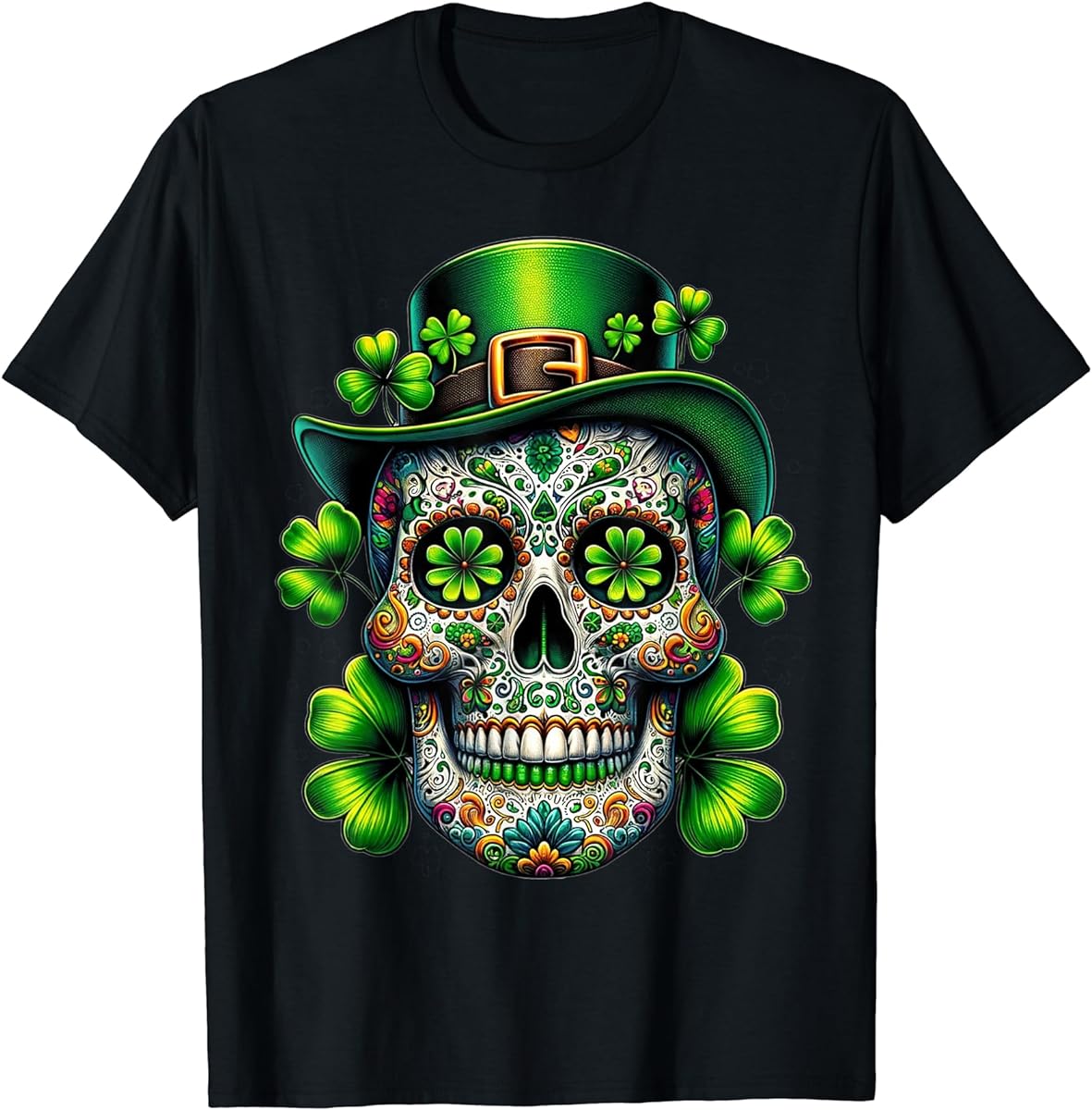 sugar skull saint patricks day of dead leprechaun t shirt sku 875275 item