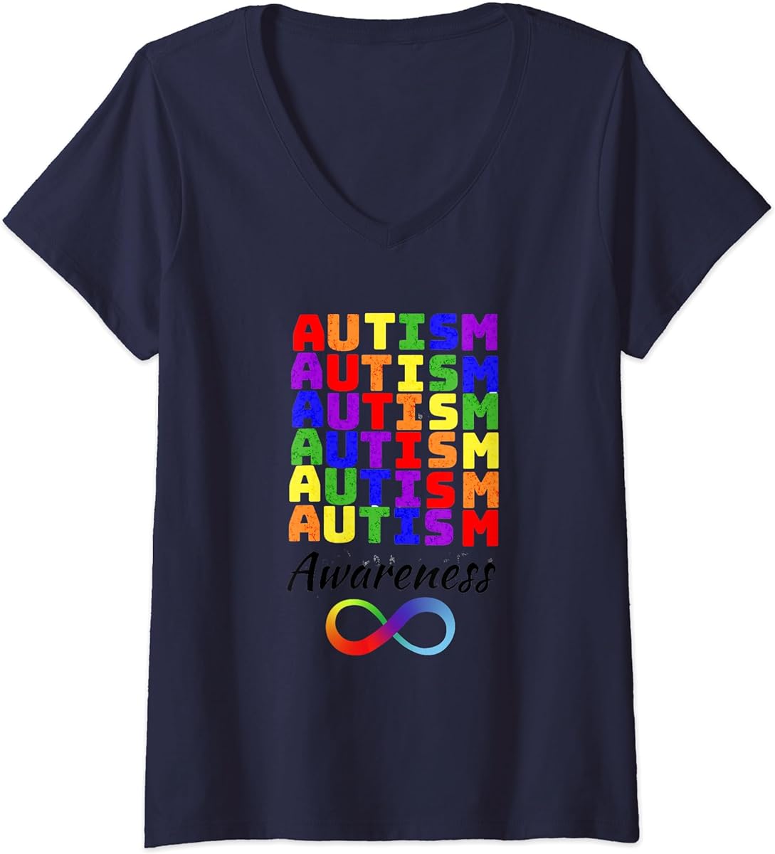 womens autism rainbow awareness inclusion acceptance infinity v neck t shirt sku 693267 item.jpg