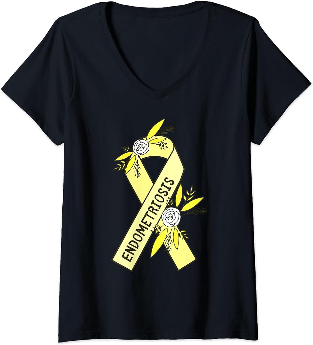 womens endometriosis awareness month endo support yellow ribbon v neck t shirt sku 691467 item.jpg