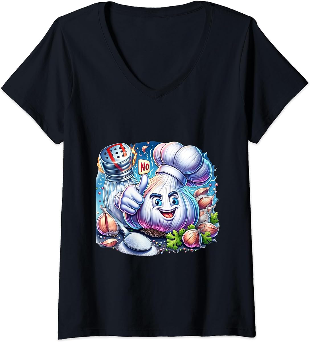 womens garlic love less salt more health awareness tee v neck t shirt sku 690578 item.jpg