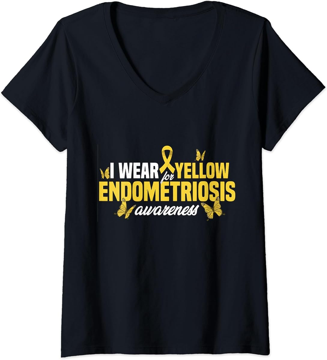womens i wear yellow for endometriosis warrior awareness butterfly v neck t shirt sku 691455 item.jpg
