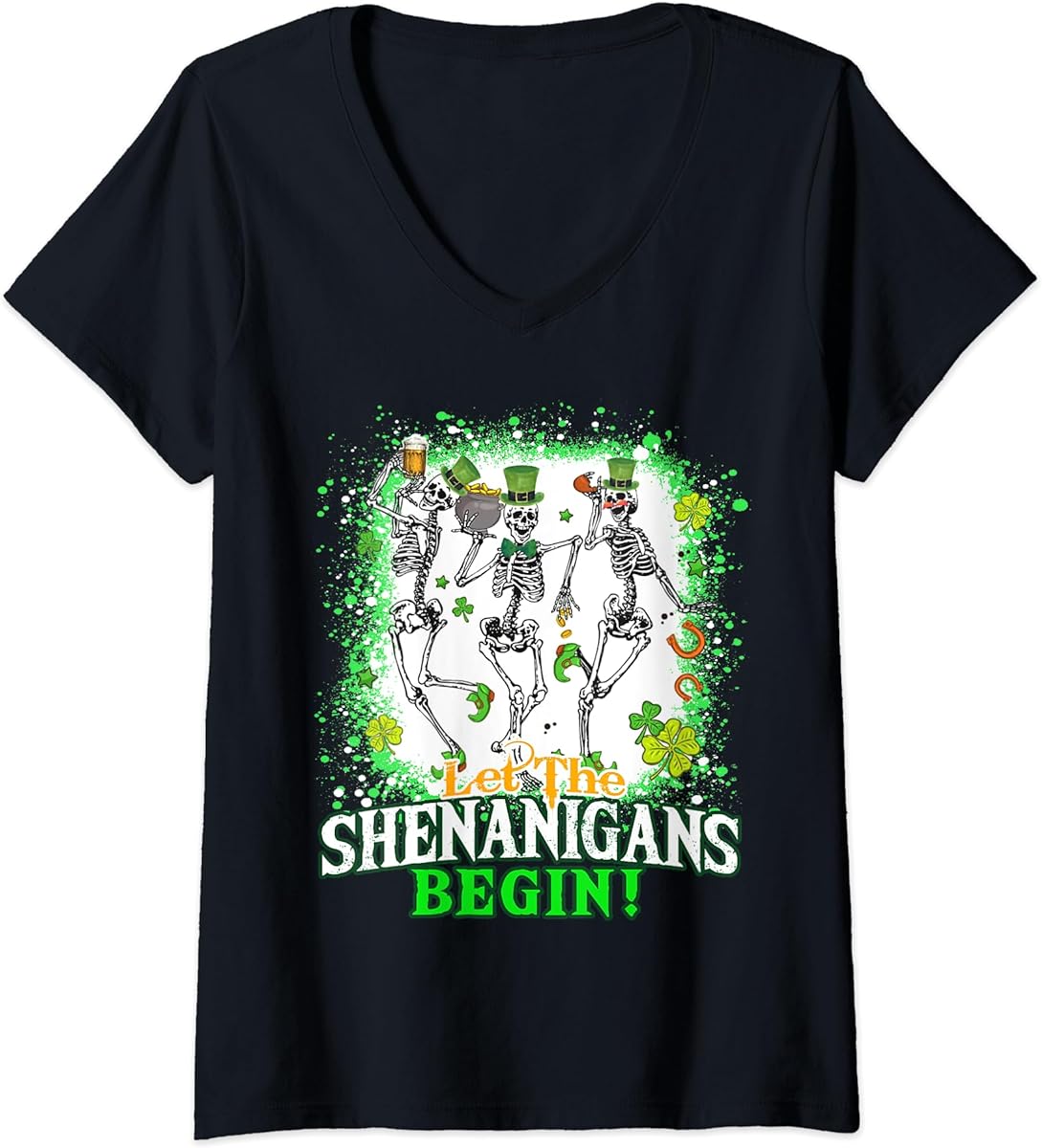 womens let the shenanigans begin skeleton dance st patricks day v neck t shirt sku 689971 item.jpg