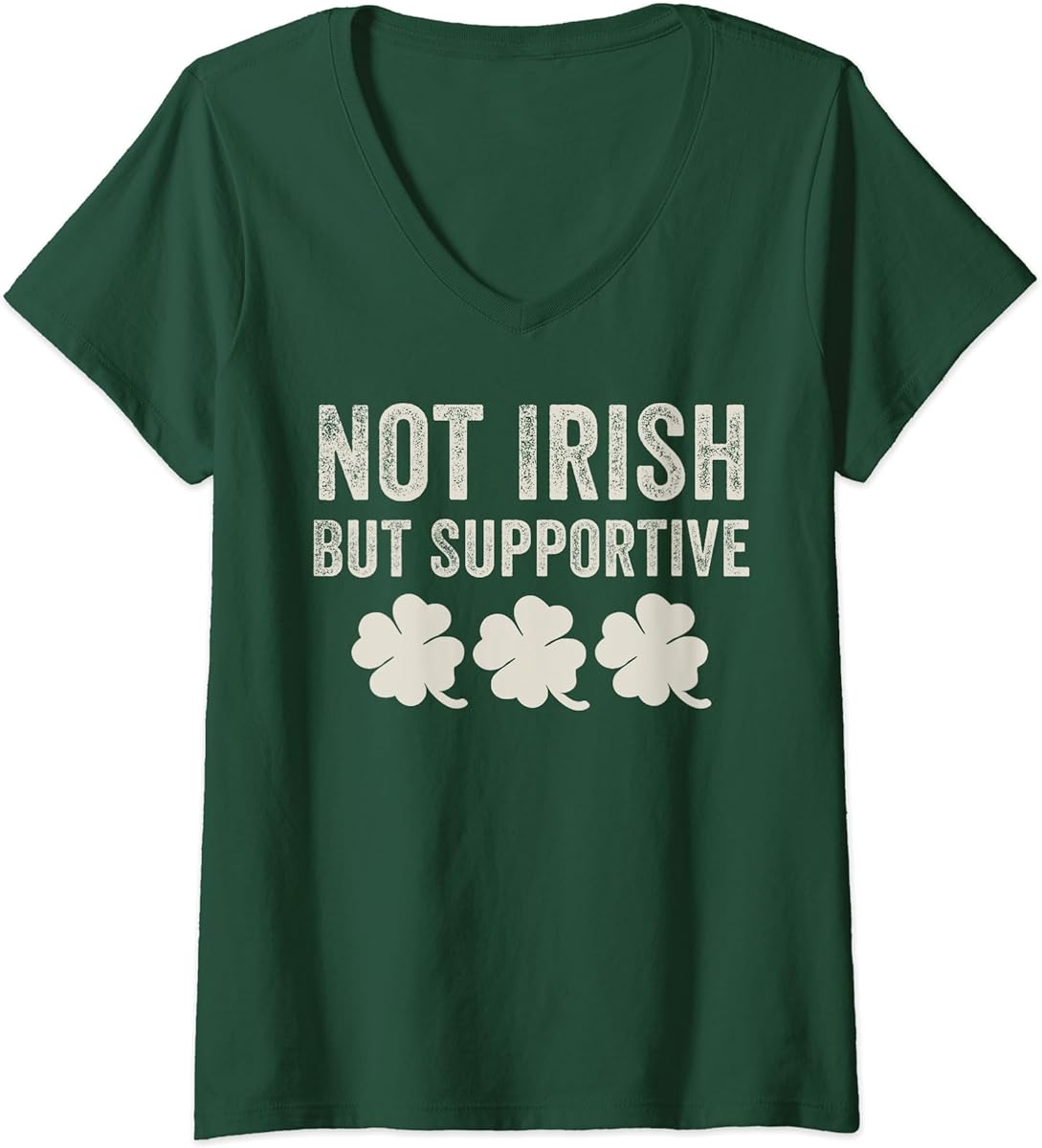 womens not irish but supportive st patricks day shamrock v neck t shirt sku 816019 item