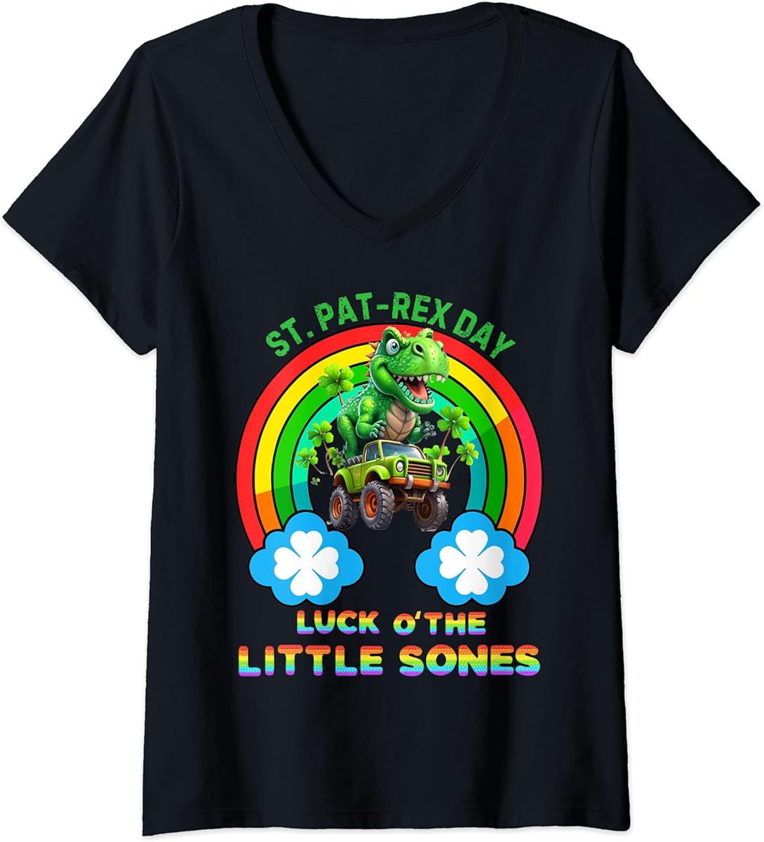 womens rainbow dino delight st patricks day fun v neck t shirt sku 689365 item.jpg