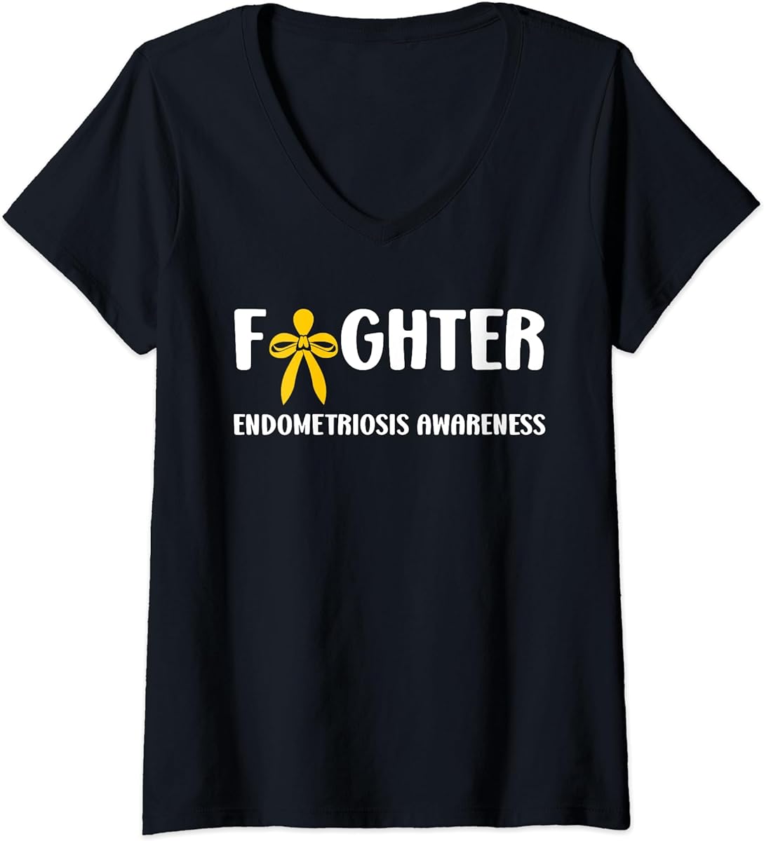 womens yellow ribbon suppor woman awareness fighter endometriosis v neck t shirt sku 691399 item.jpg